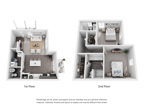 A diagram showing a first and second floor layout of a house.